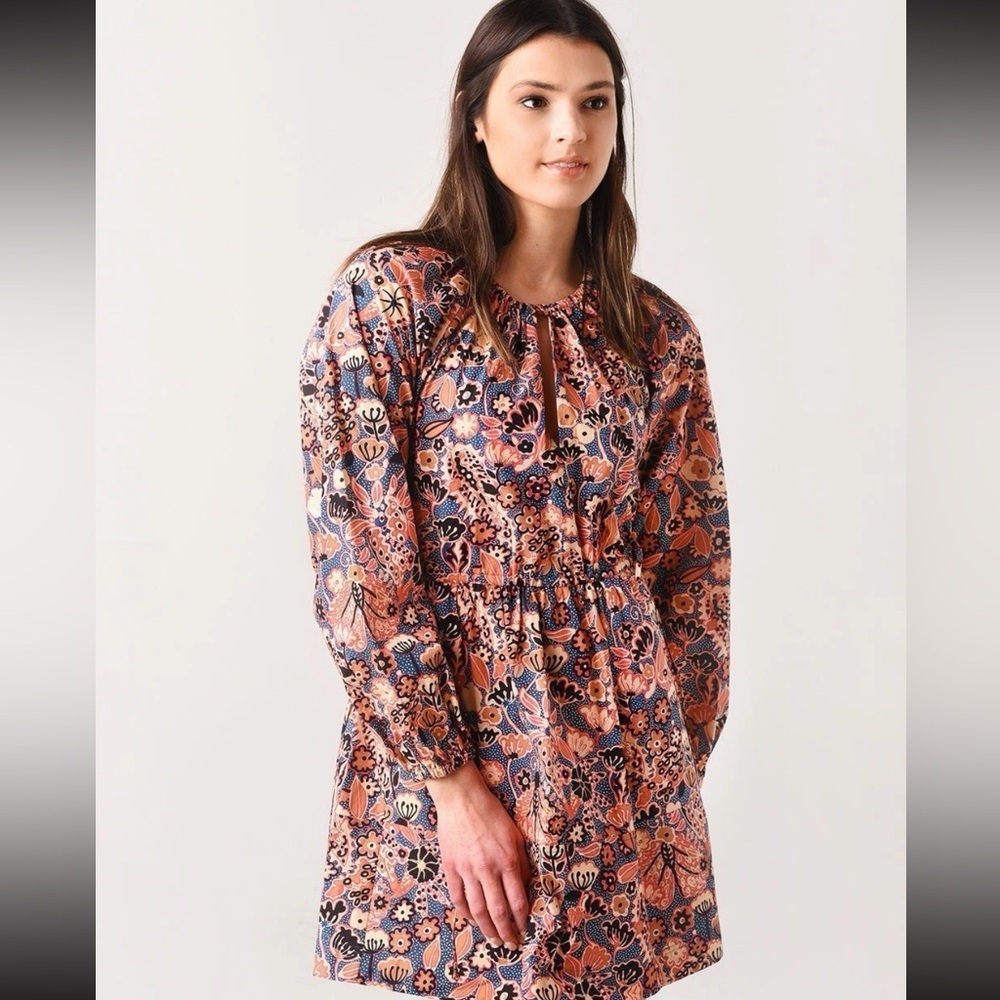 A.L.C. MYRA DRESS Womens 4  Poplin Floral Print with Pockets Long Sleeve